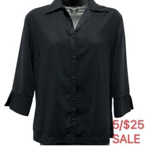 Mantles Black 3/4 Sleeve Button Front Blouse Size 6 | 5/$25 SALE
